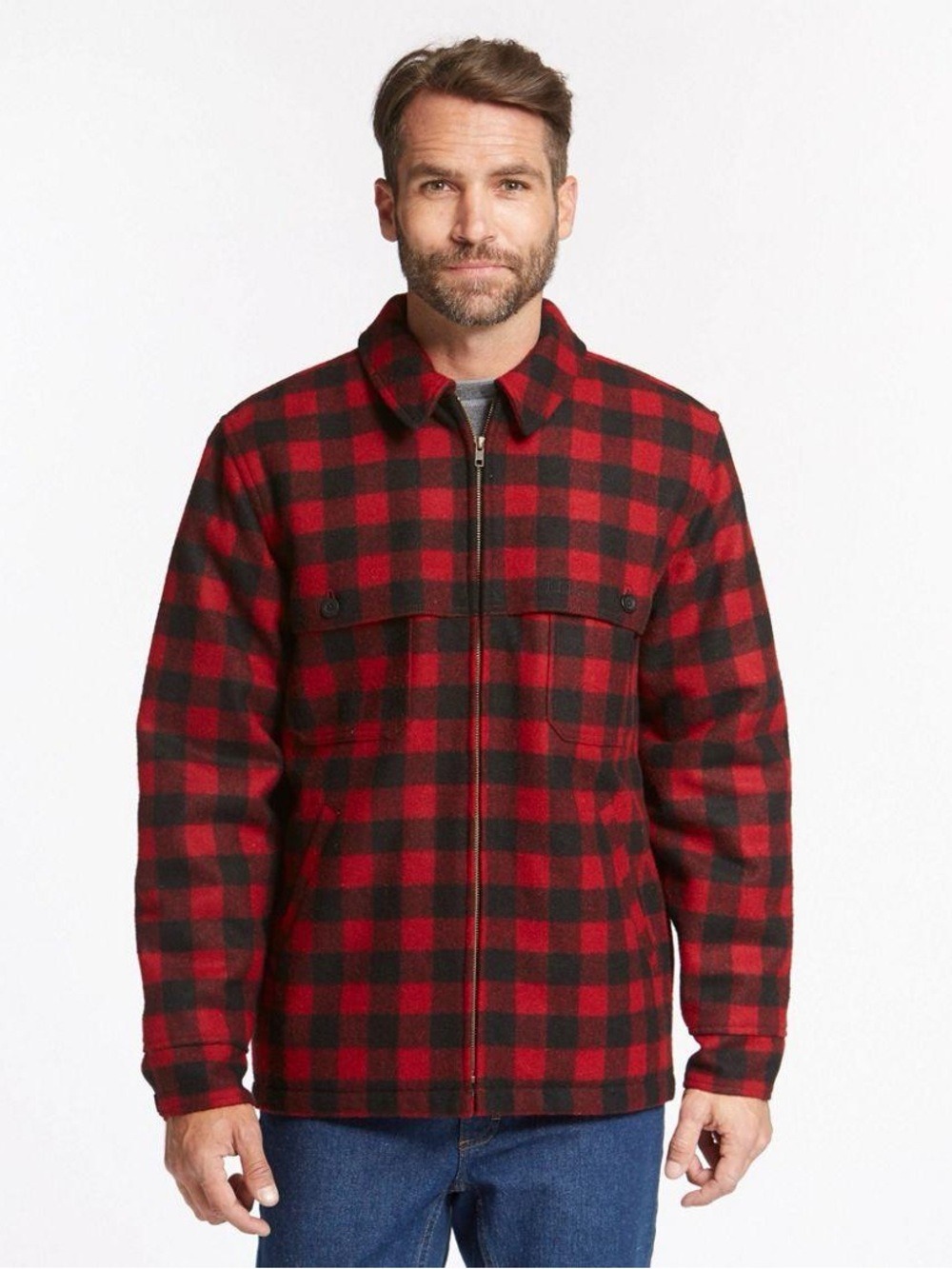 L.L.Bean Men's Maine Guide Zip- Front Jac- Shirt With Primaloft, Plaid